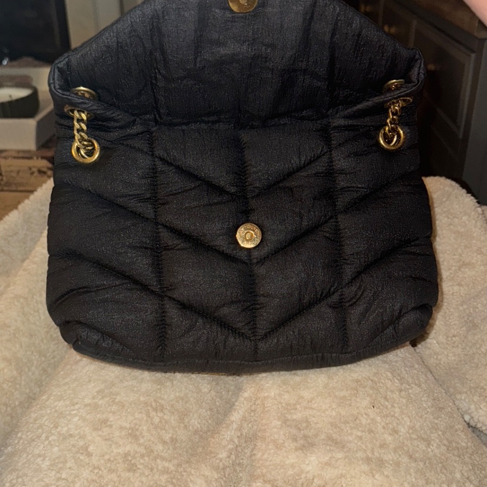 Yves Saint Laurent Black and Gold Quilted Shoulder Bag - Picture 8 of 10